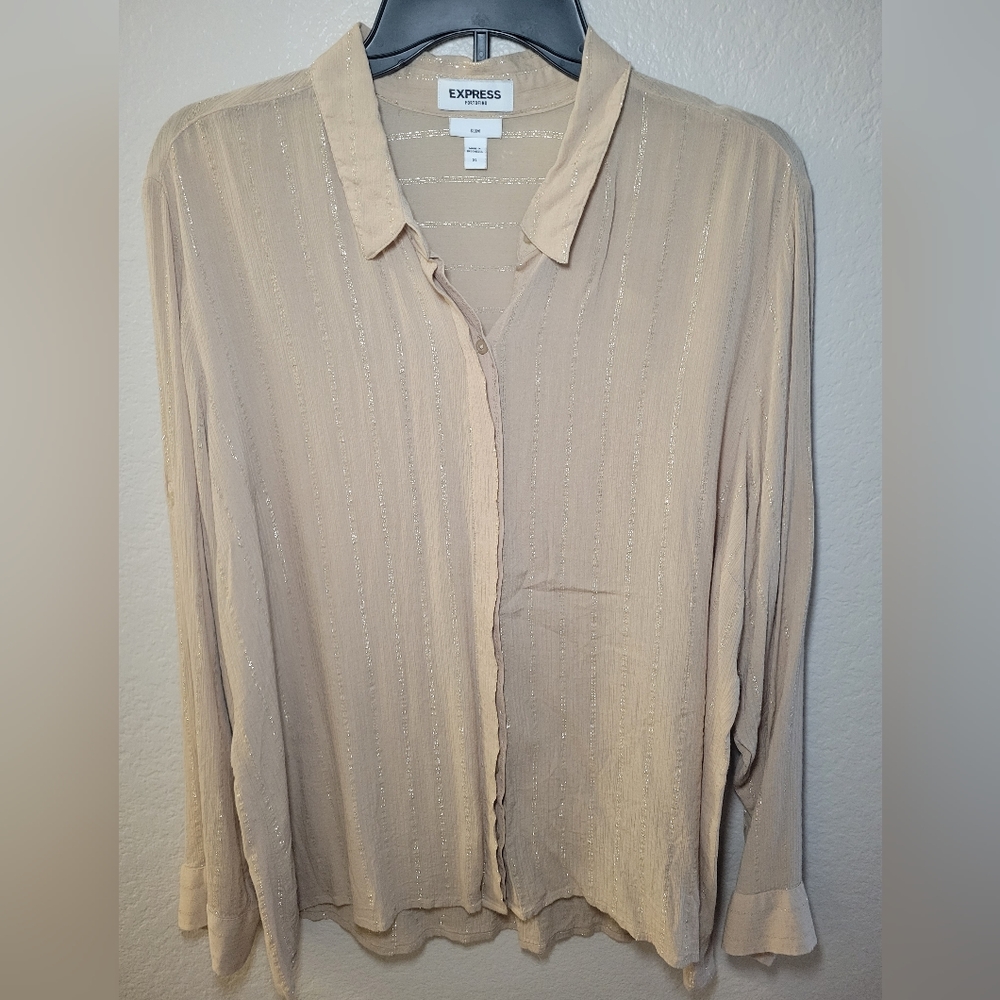 Express Lightweight Button Up Blouse With Sparkly… - image 1